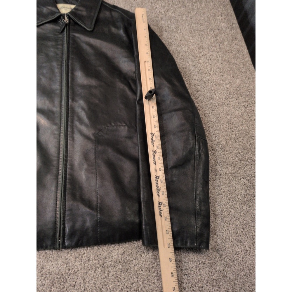 Eddie Bauer Mens Black Genuine Lamb Leather Zip Front Collared Jacket Size L - Picture 7 of 8